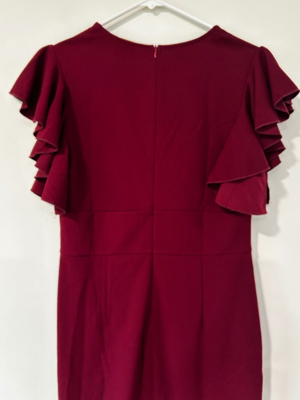 🍓NWT Wine V Neck Flutter Sleeve Formal Dress - Picture 3 of 15